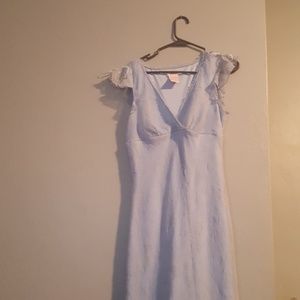 Light blue crinkle , floral, and sparkling